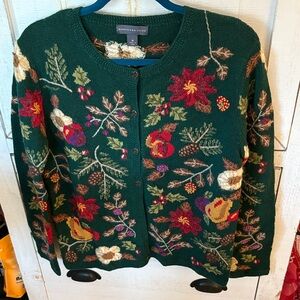 Women's Green Floral Sweater